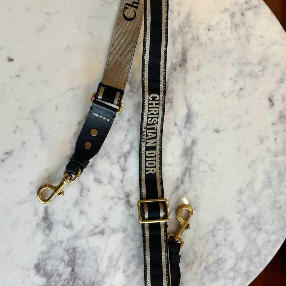 Christian Dior Black/Beige Canvas Bag Strap.